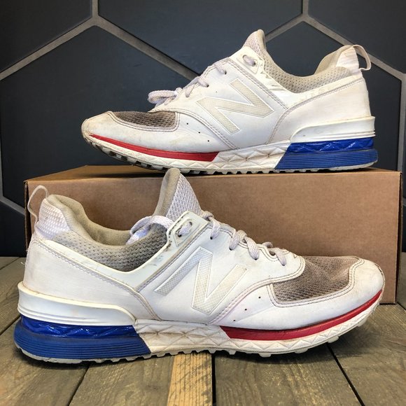 ~Used W/O Box! Men's New Balance 574 Sport White USA Sneakers Size 9.5 - Picture 2 of 6